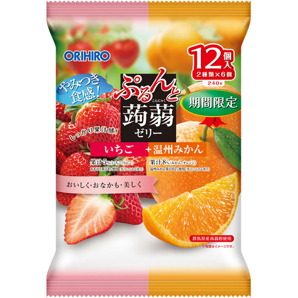 Orihiro Plundry Purun Konnyaku Jelly Strawberries + Satsuma Mandarins 12 pieces Other (check locks, tongue cleaners, etc.)