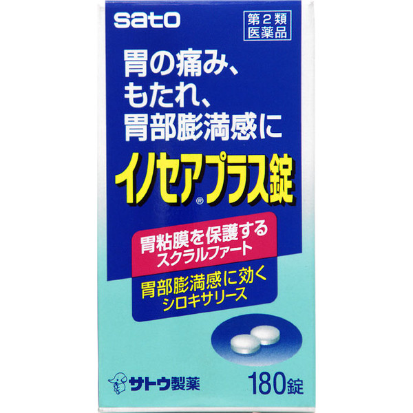 Sato Inosea Plus Tablets 180 tablets Mucosal protection Indications: Stomach pain, stomach bloating, stomach discomfort, stomach heaviness, chest tightness, ind