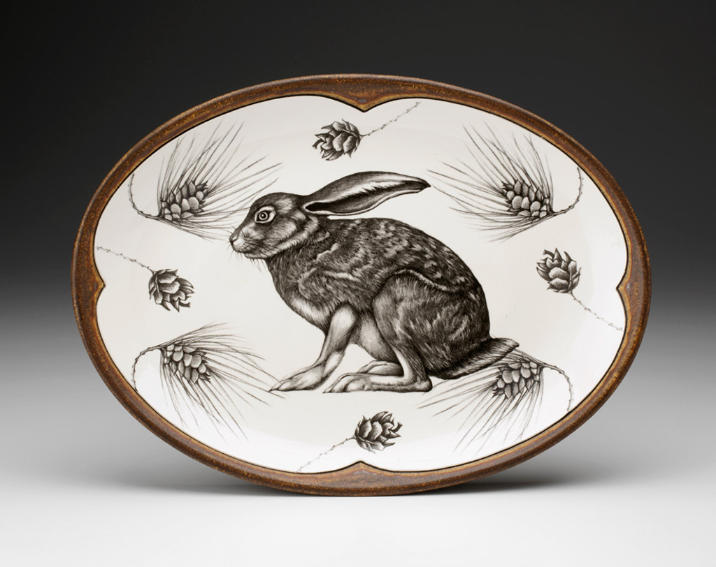 Oval Platter: Crouching Hare