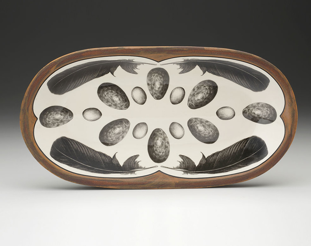 Rectangular Serving Dish: Crow Feathers & Eggs