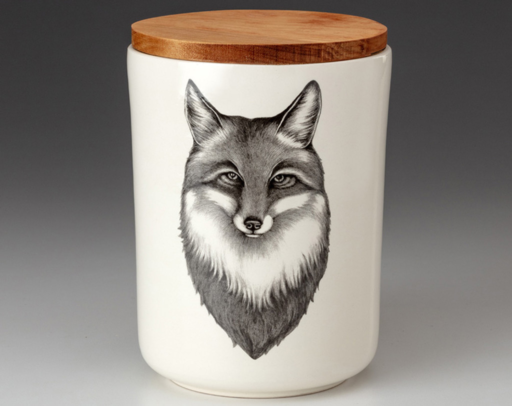 Medium Canister with Lid: Fox Portrait