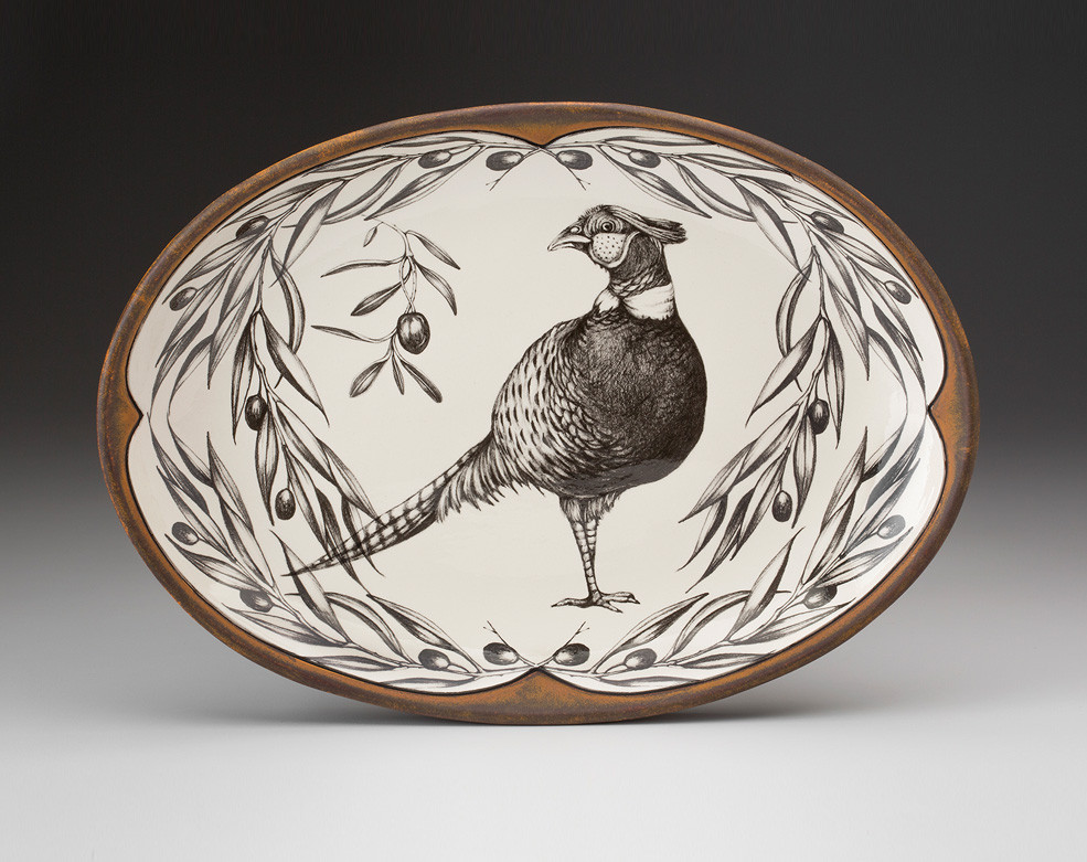 Oval Platter: Pheasant - Laura Zindel Design