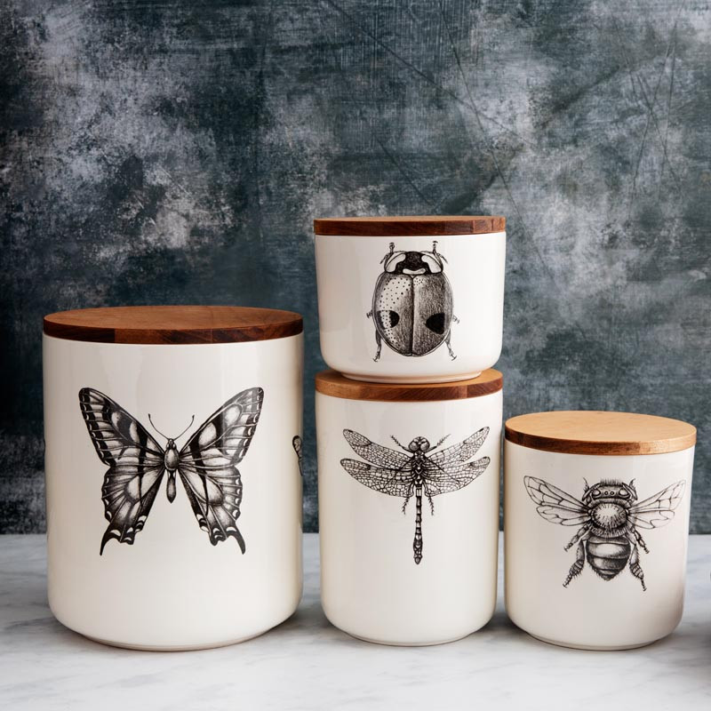 Medium Canister with Lid: Dragonfly - Laura Zindel Design