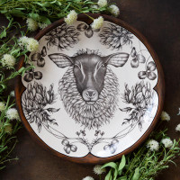 Large Round Platter: Suffolk Sheep