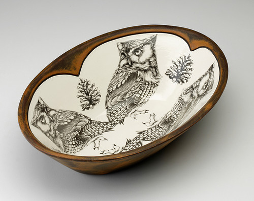 Large Serving Dish: Screech Owl #1