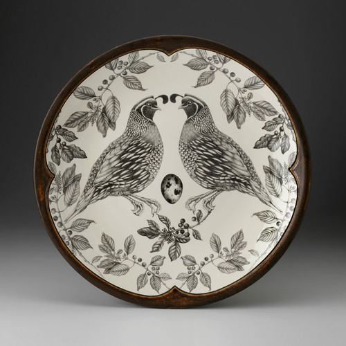 Large Round Platter: Quail