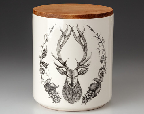 Large Canister with Lid: Red Stag