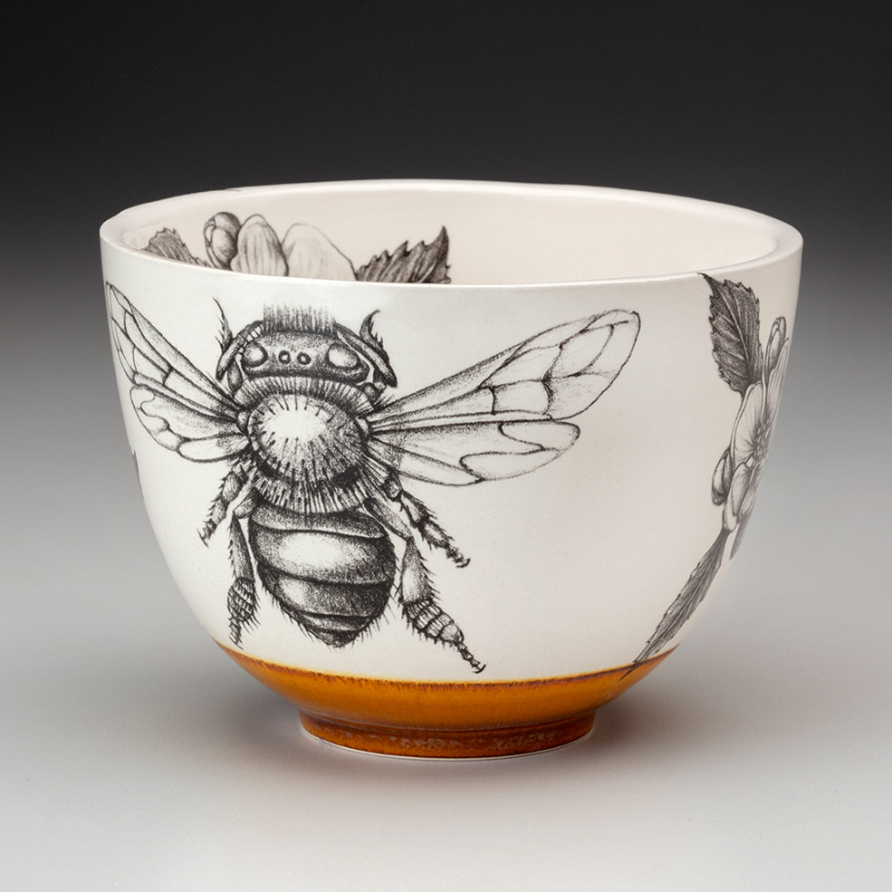 Oblong Serving Dish: Honey Bee Apple Blossoms - Laura Zindel Design