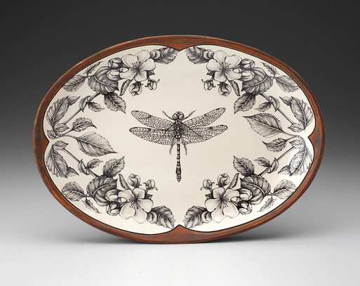 McKee社l／月桂樹柄のの中皿3枚セット　レア アメリカンヴィンテージ Oval Platter: Dragonfly with Apple Blossom - Laura Zindel Design