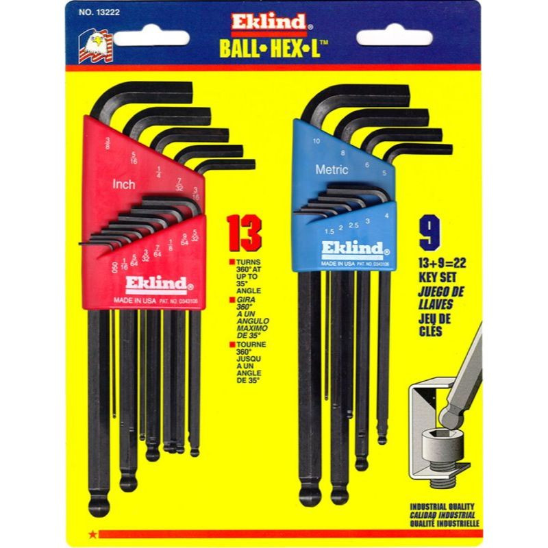 Eklind 13222 22 Piece Combination Ball-Hex-L Key Set Image 1
