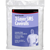 Buffalo 68525  Disposable White 3-Layer SMS Hooded Coveralls Size Large (42-44) - 1 per Package Image 1