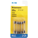 Bussmann BP/AGC-25-RP  AGC 25 Amp Fast-Acting Glass Tube Fuses 1/4" x 1-1/4" - 5 per Card Image 1