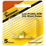 Bussmann BP/ATM-20LP-RP  Yellow ATM Low-Profile 20 Amp Fast-Acting Automotive Mini Blade Fuses - 5 per Card Image 1