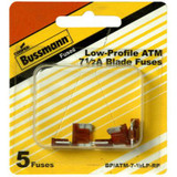 Bussmann BP/ATM-7-1/2LP-RP  Brown ATM Low-Profile 7-1/2 Amp Fast-Acting Automotive Mini Blade Fuses - 5 per Card Image 1