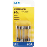 Bussmann BP/SFE-20-RP  SFE 20 Amp Fast-Acting Glass Tube Fuses 1/4" x 1-1/4" - 5 per Card Image 1
