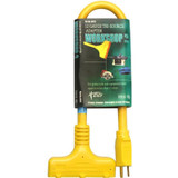 Southwire 04112  2' Vinyl Jacketed 12/3 STW Tri-Source Three-way Power Block Outdoor Extension Cord Image 1