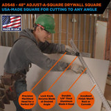 Johnson Level & Tool Manufacturing ADS48  48" "The Original" Aluminum Adjust-A-Square T-Square Image 1