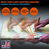 Johnson Level & Tool Manufacturing RAS-1B  7" Johnny Square Professional Aluminum Rafter Square Image 1