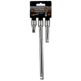 Performance Tool W38157  3 Piece 3/8" Drive Socket Wobble Extension Set 1-3/4", 3" and 8" Lengths Image 1