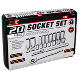 Performance Tool W38911  20 Piece 3/8" Drive SAE Socket Set Image 1