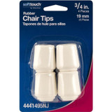 SoftTouch 4441495N  3/4" Rubber White Leg Tips Image 1