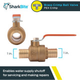 SharkBite 22463LFA  1" x 1" Barbed Brass Crimp or Clamp Ball Valve Image 1