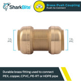 SharkBite U020LFA  1" x 1" Brass Push-to-Connect Repair Coupler Image 1