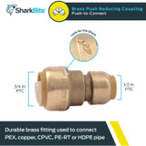 SharkBite U058LFA  3/4" x 1/2" Brass Push-to-Connect Reducing Coupler Image 1