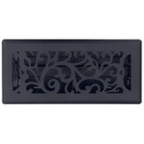 Sierra Grates FR08-410-0102  4" x 10" Cast Iron Black Floral Floor Register (FLR410-BLK) Image 1