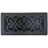 Sierra Grates VIC412-BLK  4" x 12" Victorian Cast Iron Black Floor Register with Air Filter  Image 1