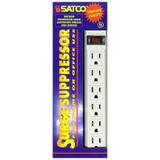 Satco 91-220  6 Outlet Power Strip Standard Surge Supressor with Flat Plug - 3 Foot Length Image 1