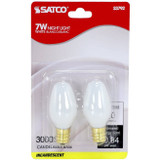Satco S3792  7 Watt C7 White Night Light Bulbs with Candle Base - 2 per Card Image 1