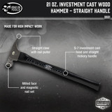 Dead On DO21  21-oz Milled Face Hammer with 18" Straight Hickory Handle Image 1