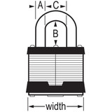 Master Lock 1KA-2006  1-3/4" Wide Keyed Alike Commercial Grade Laminated Padlock with 15/16" Shackle Height - Keyed to 2006 Key Code Image 1