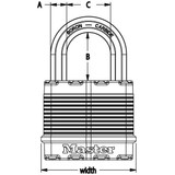 Master Lock M5XDLFHC  Magnum 2" Wide Laminated Padlock with Tough-Cut Octagonal Shackle 1-1/2" Height Image 1