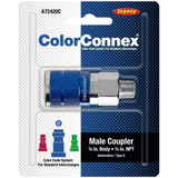 Legacy A72420C  ColorConnex Blue Type C Automotive 1/4" Body x 1/4" Male NPT Quick-Disconnect Coupler - Carded (C1) Image 1