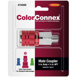 Legacy A73420D  ColorConnex Red Type D Industrial 1/4" Body x 1/4" Male NPT Quick-Disconnect Coupler - Carded (C21) Image 1