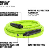 Legacy HFZ1425YW2  Flexzilla 1/4" x 25' Air Hose Assembly with 1/4" Male NPT Fittings Image 1