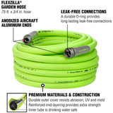 Legacy HFZG675YW  Flexzilla 3/4" x 75' Garden Water Hose Assembly with 3/4" Fittings Image 1