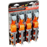 Keeper 05108-V  1" x 6' Cam Buckle Tie-Down Strap with Vinyl Coated S-Hooks - 4 Straps per Package Image 1