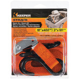 Keeper 05110  1" x 10' Cam Buckle Tie-Down Strap with Full-Size Vinyl Coated S-Hooks Image 1
