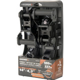 Keeper 85454  1" x 14' Extreme Cut Resistant Combat Webbing Ratchet Tie-Down Straps with Vinyl Coated S-Hooks - 2 Straps per Package Image 1