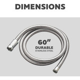 PlumbCraft 7657300B  Replacement 60" Stainless Shower Hose for Handheld Showerheads Image 1