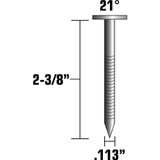Metabo HPT 10103HPT   2-3/8" x 0.113" Ring Shank Full Round Head Bright Basic Plastic Strip 21° Sheathing Nails - 5000 per Box Image 1