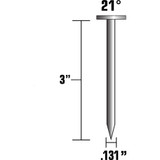 Metabo HPT 10115HPT  3" x 0.131" Smooth Shank Full Round Head Electro Galvanized Plastic Strip 21° Sheathing Nails - 4000 per Box Image 1