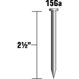 Metabo HPT 14318HPT  2-1/2" x 15 Gauge Electro Galvanized "DA" Style Angled Finish Nails - 3000 per Package Image 1