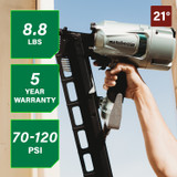 Metabo HPT NR83A5S  21 Degree 3-1/4" Plastic Collated Framing Nailer without Depth Adjustment Image 1