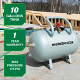Metabo HPT UA3810AB  10-Gallon ASME Certified Reserve Air Tank  Image 1