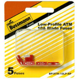 Bussmann BP/ATM-10LP-RP  Red ATM Low-Profile 10 Amp Fast-Acting Automotive Mini Blade Fuses - 5 per Card Image 1