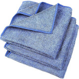 Buffalo 64000  12" x 12" Blue Microfiber Cleaning Cloths - 3 per Bag Image 1